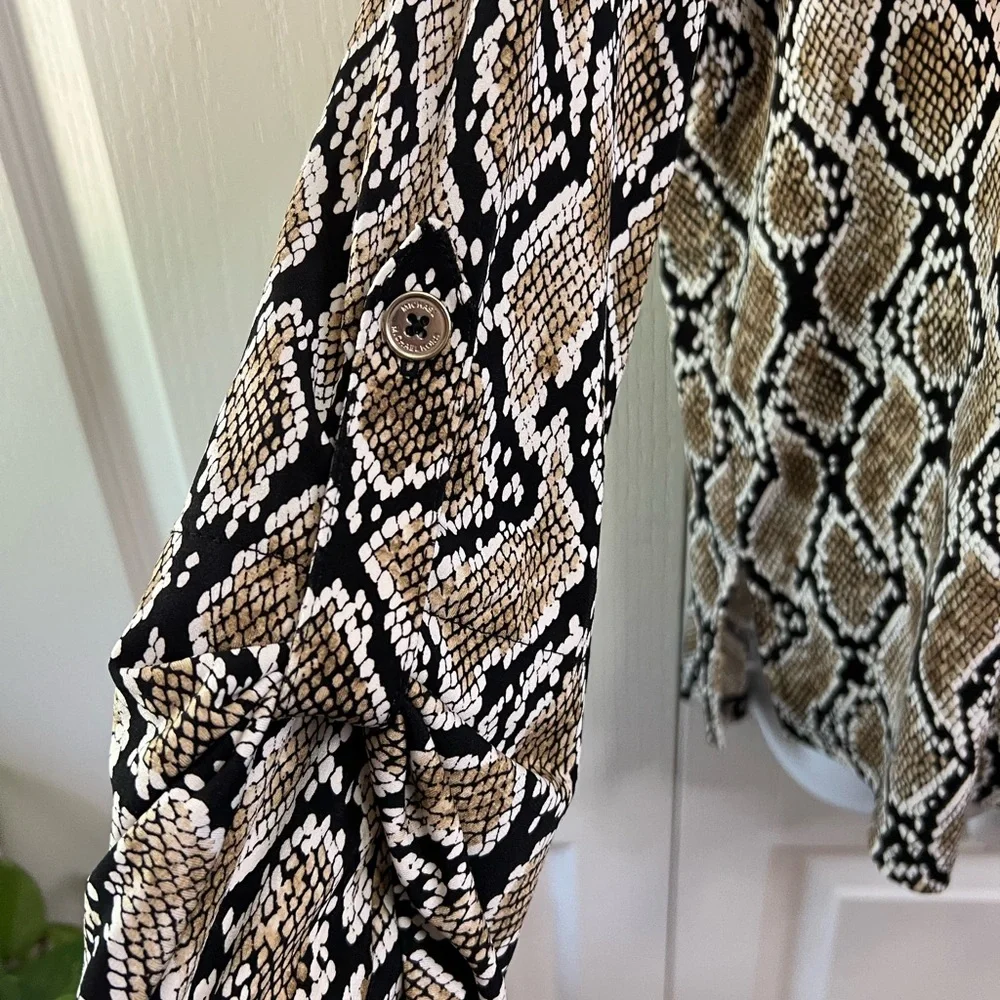 Michael Kors Black and Brown Snake Print Blouse - Picture 2 of 5